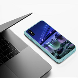 Чехол iPhone XS Max матовый Вечерняя Америка - мост, цвет: 3D-мятный — фото 2