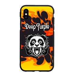 Чехол iPhone XS Max матовый Deep Purple рок панда и огонь, цвет: 3D-черный
