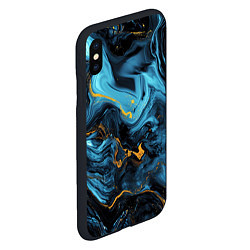 Чехол iPhone XS Max матовый Синяя абстракция с золотым напылением, цвет: 3D-черный — фото 2