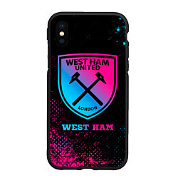 Чехол iPhone XS Max матовый West Ham - neon gradient, цвет: 3D-черный