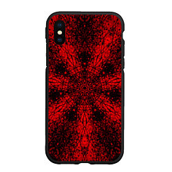 Чехол iPhone XS Max матовый Мандала абстрактная красно-чёрный, цвет: 3D-черный