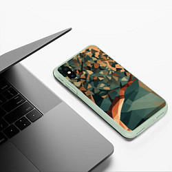 Чехол iPhone XS Max матовый Полигональное дерево с зелеными листьями, цвет: 3D-салатовый — фото 2