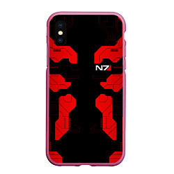 Чехол iPhone XS Max матовый Mass Effect - Red armor