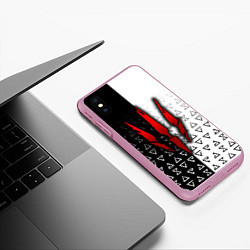 Чехол iPhone XS Max матовый Ведьмак - красные следы от когтей, цвет: 3D-розовый — фото 2