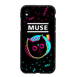Чехол iPhone XS Max матовый Muse - rock star cat, цвет: 3D-черный