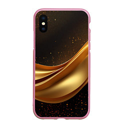 Чехол iPhone XS Max матовый Золотая стильная абстракция на черном фоне, цвет: 3D-розовый