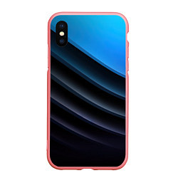 Чехол iPhone XS Max матовый Геометрическая синяя абстракция на черном фоне мин