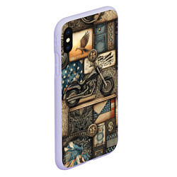 Чехол iPhone XS Max матовый Patchwork with a motorcycle - ai art, цвет: 3D-светло-сиреневый — фото 2