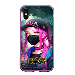 Чехол iPhone XS Max матовый League Of Legends Akali Kda, цвет: 3D-фиолетовый