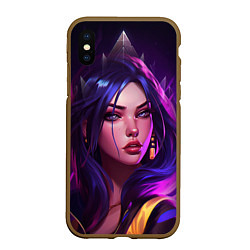 Чехол iPhone XS Max матовый League of Legends Kaisa Kda style, цвет: 3D-коричневый