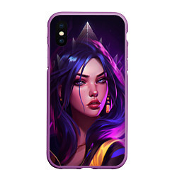 Чехол iPhone XS Max матовый League of Legends Kaisa Kda style, цвет: 3D-фиолетовый