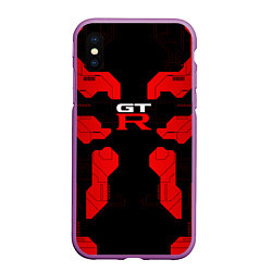 Чехол iPhone XS Max матовый Nissan GTR - Cyber red, цвет: 3D-фиолетовый