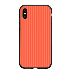 Чехол iPhone XS Max матовый Полосатый розово-оранжевый, цвет: 3D-черный