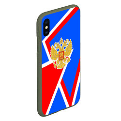 Чехол iPhone XS Max матовый Герб России - патриотические цвета, цвет: 3D-темно-зеленый — фото 2