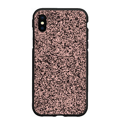 Чехол iPhone XS Max матовый Бледно-розовый с чёрными пятнами текстура, цвет: 3D-черный