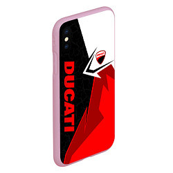 Чехол iPhone XS Max матовый Ducati moto - красная униформа, цвет: 3D-розовый — фото 2