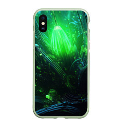 Чехол iPhone XS Max матовый Зеленая кислотная яркая неоновая абстракция, цвет: 3D-салатовый