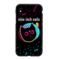 Чехол iPhone XS Max матовый Nine Inch Nails - rock star cat, цвет: 3D-черный