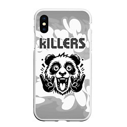 Чехол iPhone XS Max матовый The Killers рок панда на светлом фоне, цвет: 3D-белый