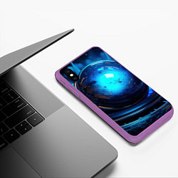 Чехол iPhone XS Max матовый Кислотная синяя яркая неоновая абстракция, цвет: 3D-фиолетовый — фото 2