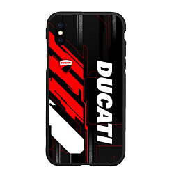 Чехол iPhone XS Max матовый Ducati - красный технологический, цвет: 3D-черный