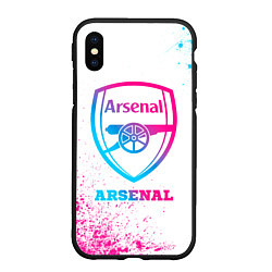 Чехол iPhone XS Max матовый Arsenal neon gradient style, цвет: 3D-черный