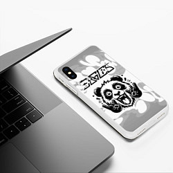 Чехол iPhone XS Max матовый Eagles рок панда на светлом фоне, цвет: 3D-белый — фото 2