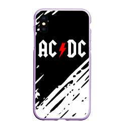 Чехол iPhone XS Max матовый Ac dc rock, цвет: 3D-сиреневый