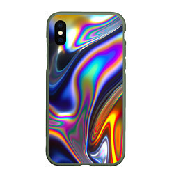 Чехол iPhone XS Max матовый Абстрактный разноцветный жидкий металл