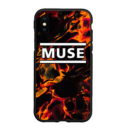 Чехол iPhone XS Max матовый Muse red lava, цвет: 3D-черный