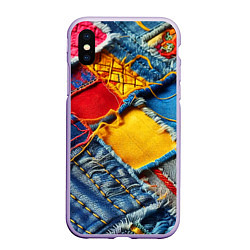 Чехол iPhone XS Max матовый Colorful denim patchwork - ai art