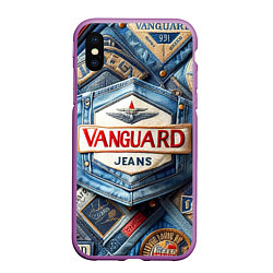 Чехол iPhone XS Max матовый Vanguard denim patchwork - ai art, цвет: 3D-фиолетовый