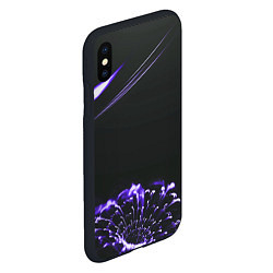 Чехол iPhone XS Max матовый Неоновый фиолетовый цветок в темноте, цвет: 3D-черный — фото 2
