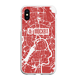 Чехол iPhone XS Max матовый Красная карта Москвы, цвет: 3D-белый