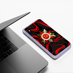 Чехол iPhone XS Max матовый Великая отечественная война - красные языки, цвет: 3D-светло-сиреневый — фото 2