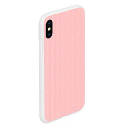 Чехол iPhone XS Max матовый Светлый розовый в мелкий белый горошек, цвет: 3D-белый — фото 2