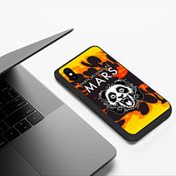 Чехол iPhone XS Max матовый Thirty Seconds to Mars рок панда и огонь, цвет: 3D-черный — фото 2