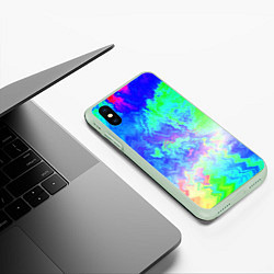 Чехол iPhone XS Max матовый Сине-зелёная кислота тай-дай, цвет: 3D-салатовый — фото 2