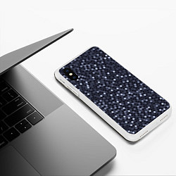 Чехол iPhone XS Max матовый Соты металлический синий, цвет: 3D-белый — фото 2