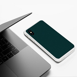 Чехол iPhone XS Max матовый Тёмно-зелёный паттерн однотонный, цвет: 3D-белый — фото 2