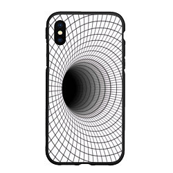 Чехол iPhone XS Max матовый Червоточина - черная сетка на белом, цвет: 3D-черный