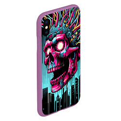 Чехол iPhone XS Max матовый Cyber skull - ai art fantasy, цвет: 3D-фиолетовый — фото 2