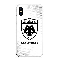 Чехол iPhone XS Max матовый AEK Athens sport на светлом фоне, цвет: 3D-белый