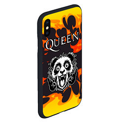 Чехол iPhone XS Max матовый Queen рок панда и огонь, цвет: 3D-черный — фото 2