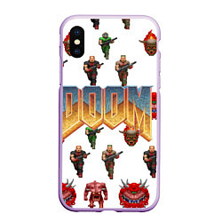 Чехол iPhone XS Max матовый Doom 1993 паттерн, цвет: 3D-сиреневый