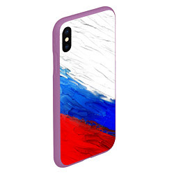 Чехол iPhone XS Max матовый Триколор красками, цвет: 3D-фиолетовый — фото 2