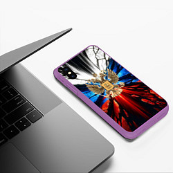 Чехол iPhone XS Max матовый Герб России триколор, цвет: 3D-фиолетовый — фото 2