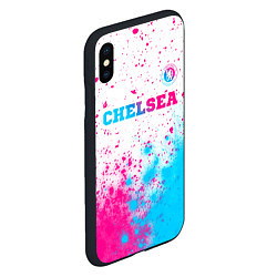 Чехол iPhone XS Max матовый Chelsea neon gradient style посередине, цвет: 3D-черный — фото 2