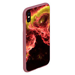 Чехол iPhone XS Max матовый Адское пламя инферно - inferno flame, цвет: 3D-малиновый — фото 2