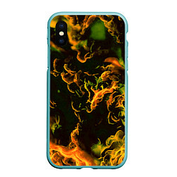 Чехол iPhone XS Max матовый Жёлтое огненное пламя инферно - inferno yellow